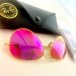 Ray Ban Aviators: Pink Lense, Gold Frame, 55mm NWT RB3025